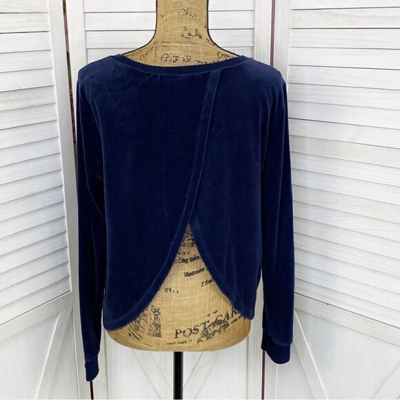 Victoria’s Secret Velour Crossover Split Back Pullover Sweatshirt Blue Medium - Picture 5 of 13